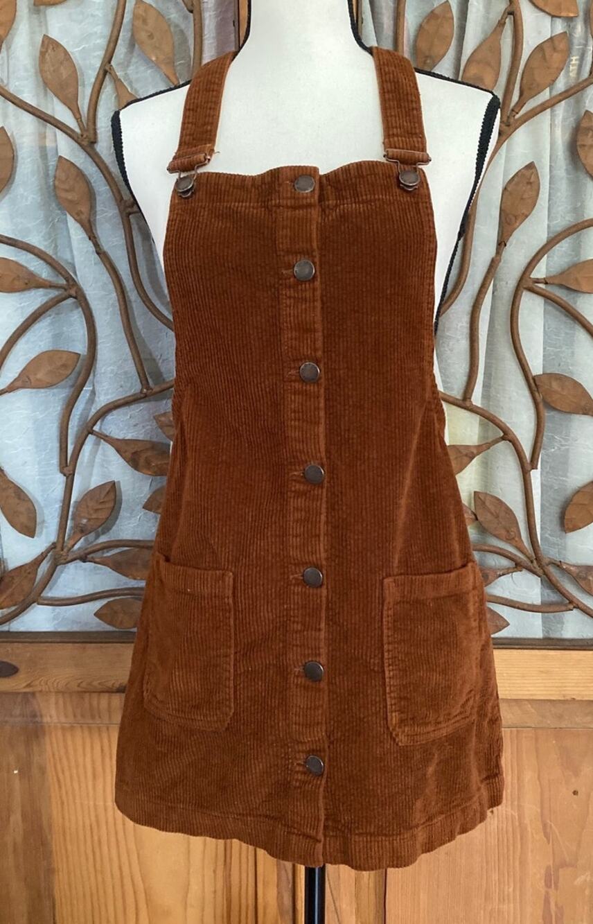 Dip, size small, Brown Corduroy overall mini dress